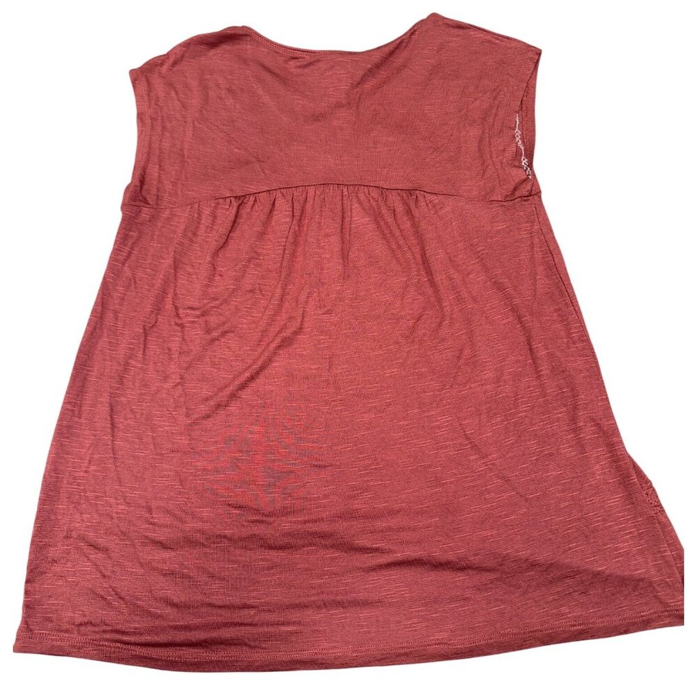 Knox Rose Embroidered Sleeveless Top XS Rayon/Spandex Blend Burgundy Boho Style - Picture 7 of 7